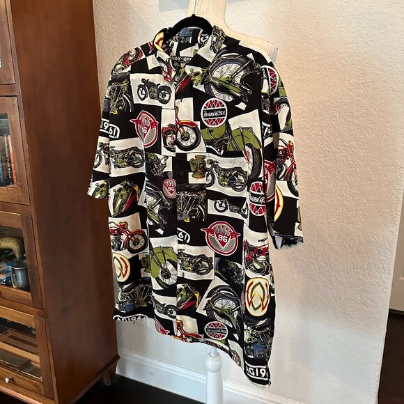 BOX OFFICE ISLAND Men's Motorcycle Theme Camp Shirt XL - Picture 6 of 10